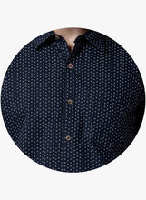 Navy Blue Printed Slim Fit Casual Shirt